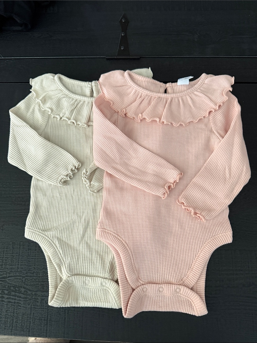 Old Navy Ruffled Knit Long-Sleeve Baby One-Pieces - Pink & Cream